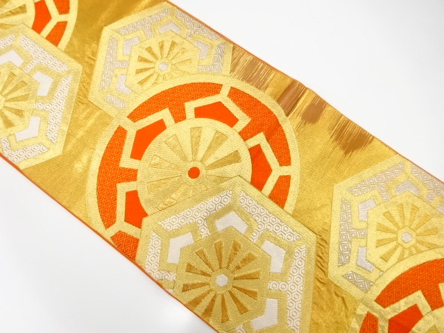 アンティーク　川島織物製　源氏車に古典柄模様織り出し袋帯(材料)